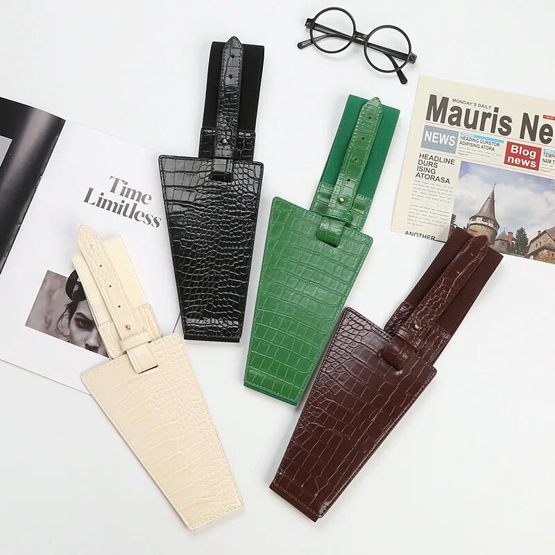 2023 Visokokvalitetni jesen PU kožni ženski modni elastični široki remen Kaput Odijelo Haljina Korzet Remeni za žene Luksuzni dizajnerski korzet