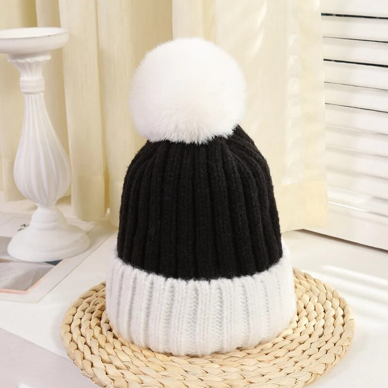 Korejska verzija ušivenih boja za vanjsku upotrebu koja održava toplinu šešir s pompom jesen zima podebljana ženska pletena kapa kapa