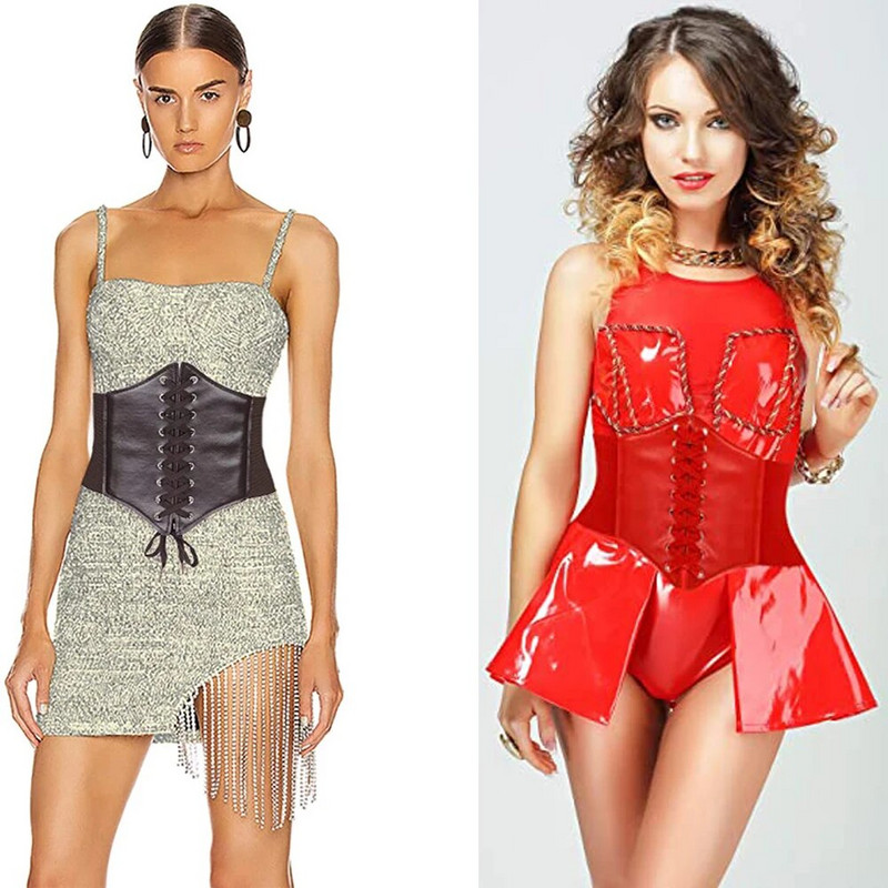 Korzet, široki PU kožni remeni za oblikovanje, pojas za struk, remen ispod grudi Body Building za žene