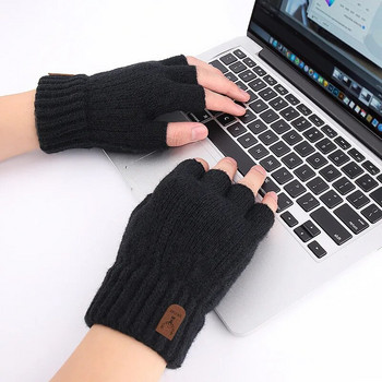 Μισό δάχτυλο γάντια για άνδρες χειμώνα ζεστό και κρύο διαρροή πέντε δακτύλων φοιτήτριες πλεκτά μαλλί γράφουν