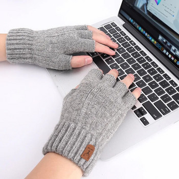 Μισό δάχτυλο γάντια για άνδρες χειμώνα ζεστό και κρύο διαρροή πέντε δακτύλων φοιτήτριες πλεκτά μαλλί γράφουν