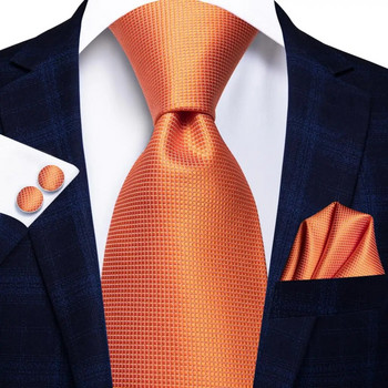 Μασίφ ριγέ πορτοκαλί μεταξωτό γαμήλιο δέσιμο για άντρες Επαγγελματικό πάρτι με γραβάτα σχεδιαστής Handky μανικετόκουμπα δώρο Ανδρική γραβάτα Fashion Business Party Dropship