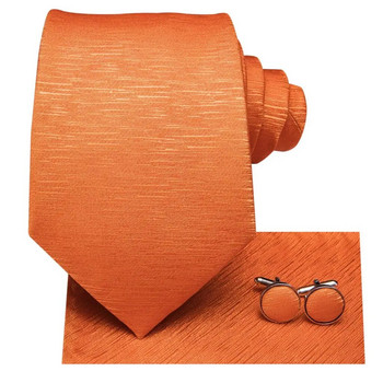 Μασίφ ριγέ πορτοκαλί μεταξωτό γαμήλιο δέσιμο για άντρες Επαγγελματικό πάρτι με γραβάτα σχεδιαστής Handky μανικετόκουμπα δώρο Ανδρική γραβάτα Fashion Business Party Dropship
