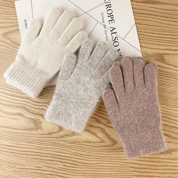 2022 Еластични ръкавици с цял пръст Топли дебели велосипедни шофиращи модни дамски мъжки зимни топли плетени вълнени ръкавици за открито