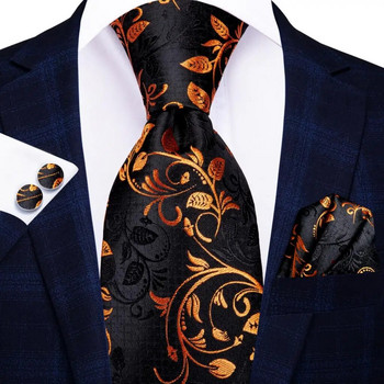 Γαμήλια γραβάτα Μαύρη Λευκή μασίφ μεταξωτή ανδρική γραβάτα Hanky μανικετόκουμπα δώρο Ανδρική γραβάτα Gravata Σχεδιαστής μόδας Business Dropshiping