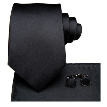 Γαμήλια γραβάτα Μαύρη Λευκή μασίφ μεταξωτή ανδρική γραβάτα Hanky μανικετόκουμπα δώρο Ανδρική γραβάτα Gravata Σχεδιαστής μόδας Business Dropshiping
