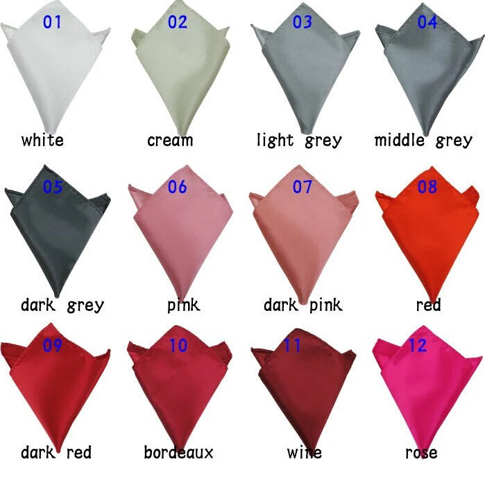 Luksuzni muški rupčić u 36 boja jednobojni bijeli crni crveni džepni kvadrat 22 cm ručnik na prsima za vjenčanje i poslovne zabave