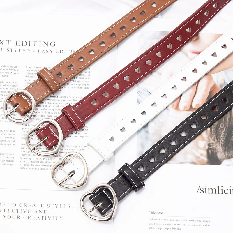 Novi modni ženski dizajnerski remen od PU kože Ženski slatki crni Harajuku remen Ženske hlače Party Dress Remeni u obliku srca za traperice