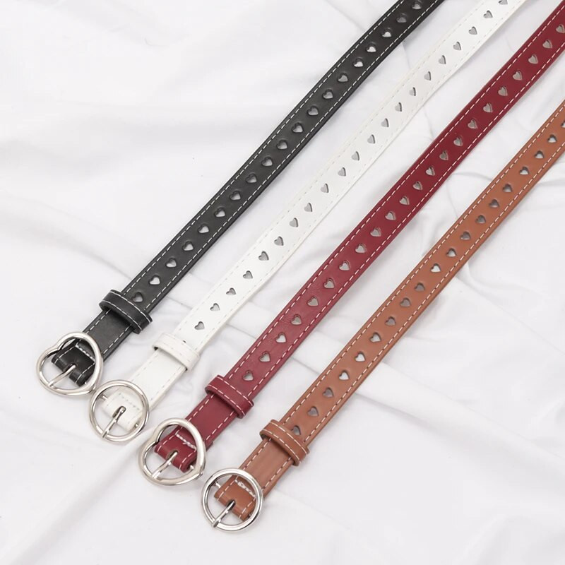 Novi modni ženski dizajnerski remen od PU kože Ženski slatki crni Harajuku remen Ženske hlače Party Dress Remeni u obliku srca za traperice