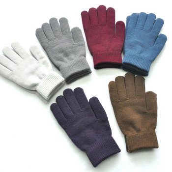 Зимни плетени плюшени ръкавици Жени Мъже Есенни удебелени едноцветни ръкавици с пръсти Ръкавици за топли ръце Ръкавици за двойка Колоездене
