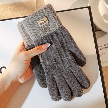 Жени, мъже, топли зимни ръкавици със сензорен екран, разтегливи плетени ръкавици, вълнени, пълни с пръсти, женски ръкавици за плетене на една кука