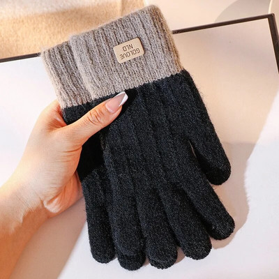 Sievietēm Vīrieši Silti ziemas skārienekrāna cimdi Stretch Knit Cimdi Vilnas Pilns Finger Guantes Sieviešu tamborēšanas cimdi