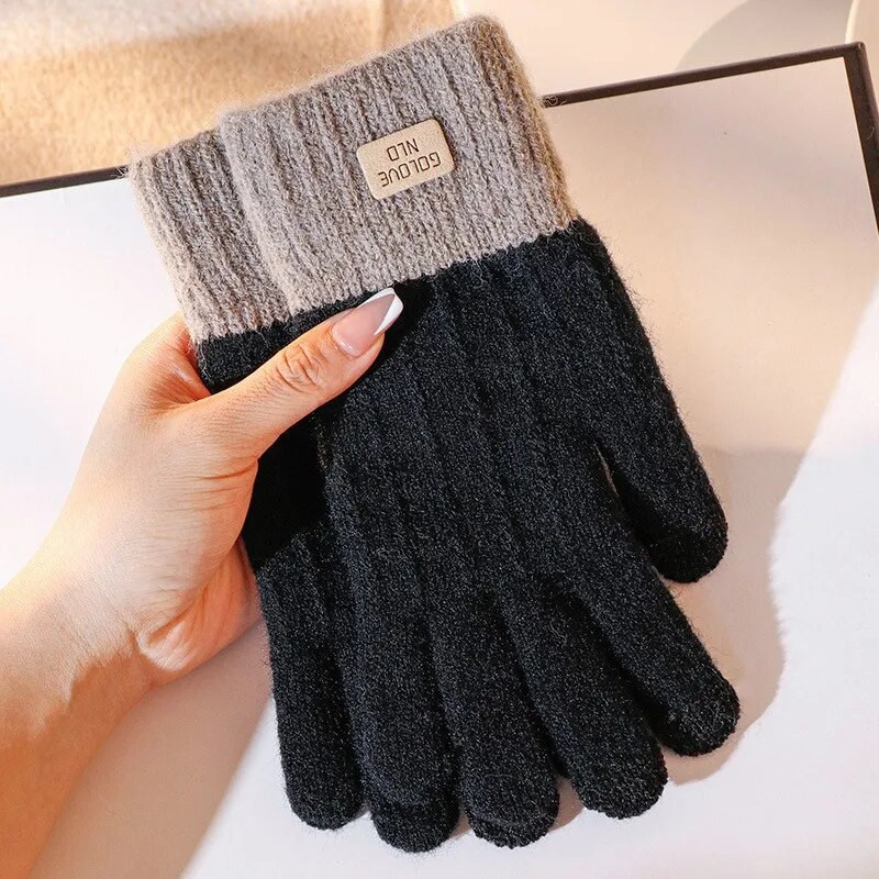 Sievietēm Vīrieši Silti ziemas skārienekrāna cimdi Stretch Knit Cimdi Vilnas Pilns Finger Guantes Sieviešu tamborēšanas cimdi