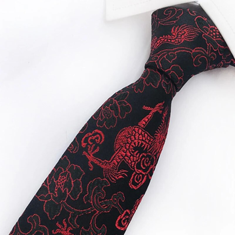 GUSLESON jauna dizaina ķīniešu pūķa raksta brokāta auduma kāzu svinīga kāzu kaklasaite vīriešiem kaklasaites ballītes biznesa dāvanu aksesuārs