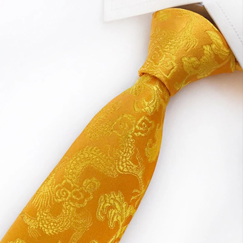 GUSLESON jauna dizaina ķīniešu pūķa raksta brokāta auduma kāzu svinīga kāzu kaklasaite vīriešiem kaklasaites ballītes biznesa dāvanu aksesuārs