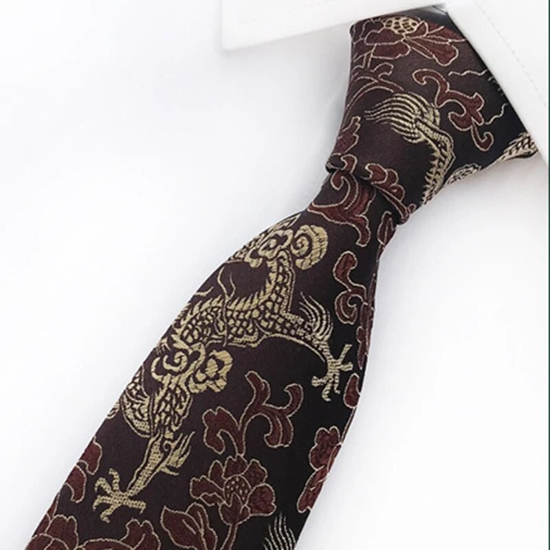 GUSLESON jauna dizaina ķīniešu pūķa raksta brokāta auduma kāzu svinīga kāzu kaklasaite vīriešiem kaklasaites ballītes biznesa dāvanu aksesuārs