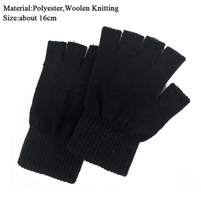 Žene Muškarci Jednobojne rukavice bez prstiju Pletene rukavice s pola prsta Zimske mekane toplije Unisex osnovne ženske rukavice Guantes
