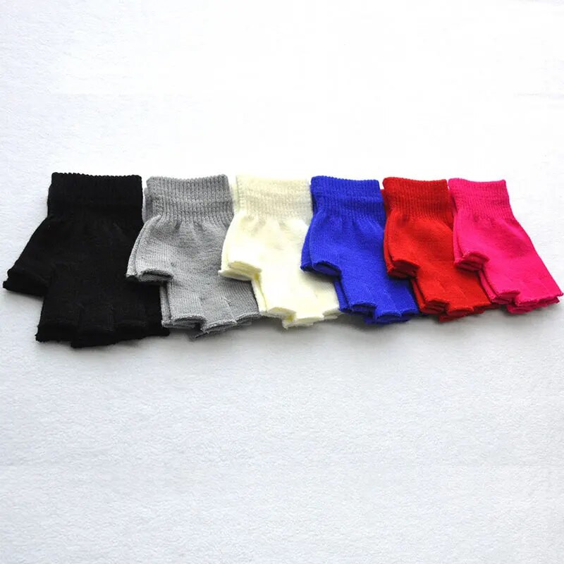 Moteriškos Vyriškos Pirštinės be pirštų Vienspalvės Puspirštės Megztos Kumštinės Žieminės Minkštos Šiltesnės Unisex Pagrindinės Moteriškos pirštinės Guantes