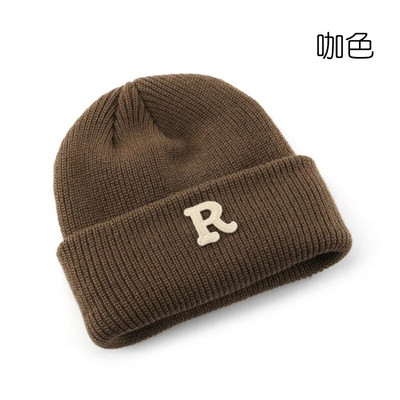 Uus naiste sügis- ja talvine ühevärviline R-täht lokkis kootud müts õues rattasõiduks soe külmakindel kõrvakaitse villane müts