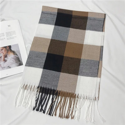 Ruházati kiegészítők, sálak és pakolatok, kockás férfi sál, meleg, rojtos férfi nyak