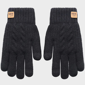 Модни топли черни кабелни плетени зимни ръкавици със сензорен екран на едро с поларена подплата