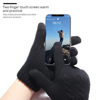 Χονδρική χειμωνιάτικα γάντια αφής με χειμωνιάτικη επένδυση από φλις, ζεστό μαύρο καλώδιο πλεκτά