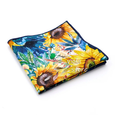 Uus vanaaegne aiaõlimaal 23 cm taskurätik 100% puuvillane päevalill naiste meeste pulmakostüüm Tasku kandiline kingitus