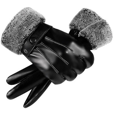 Ādas cimdi Vīriešu ziemas flīsa āra izjādei, ūdens atgrūdoši pretslīdes braukšanai silti motocikla cimdi