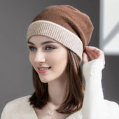 Jesen Zima Pletena kapa od kašmira, vrećasta spuštena kapa za žene Dame, toplije za uši na otvorenom, heklana kapa, ležerna kapa za skijanje, klizanje