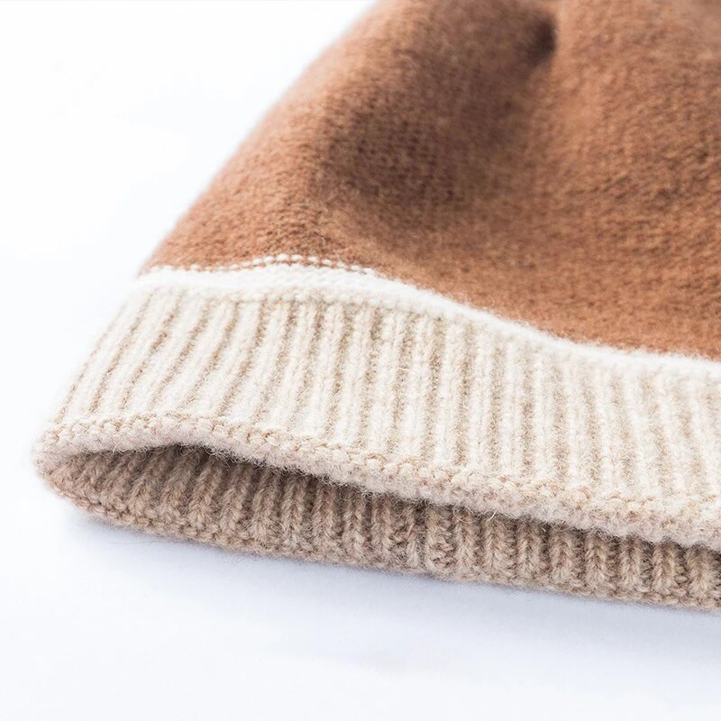 Jesen Zima Pletena kapa od kašmira, vrećasta spuštena kapa za žene Dame, toplije za uši na otvorenom, heklana kapa, ležerna kapa za skijanje, klizanje