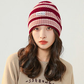 Modna prugasta pletena vunena kapica Kapa Žene Muškarci Jesen Zima Elastični grijač za uši Kapa za ležerne sportove Skijanje Vjetrootporna kapa