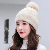 Jauna ziemas, silta trikotāžas cepure sievietēm, lieli, lieli, samta oderi, galvaskausa cepures, sieviešu vienkrāsainas, aukstumizturīgas, džemperiskas cepures