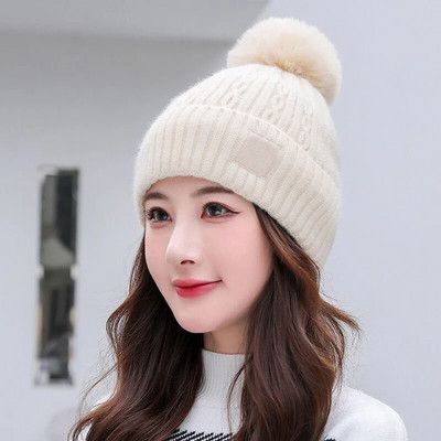 Jauna ziemas, silta trikotāžas cepure sievietēm, lieli, lieli, samta oderi, galvaskausa cepures, sieviešu vienkrāsainas, aukstumizturīgas, džemperiskas cepures