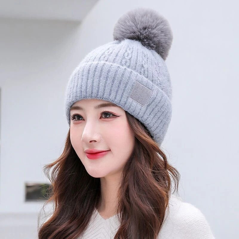 Jauna ziemas, silta trikotāžas cepure sievietēm, lieli, lieli, samta oderi, galvaskausa cepures, sieviešu vienkrāsainas, aukstumizturīgas, džemperiskas cepures