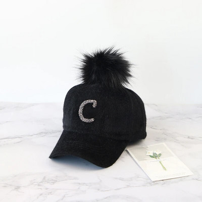 Modna bejzbolska kapa s printom slova Žene, jesen, zima, mekane podesive kape od umjetnog krzna, topli šeširi za sunčanje otporni na vjetar na otvorenom