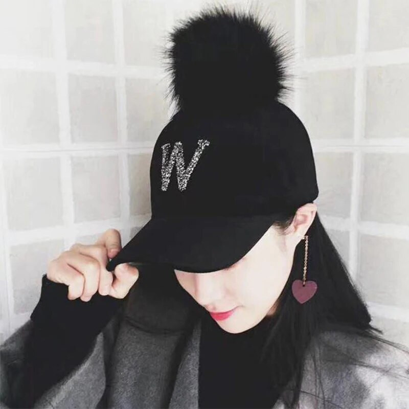 Modna bejzbolska kapa s printom slova Žene, jesen, zima, mekane podesive kape od umjetnog krzna, topli šeširi za sunčanje otporni na vjetar na otvorenom