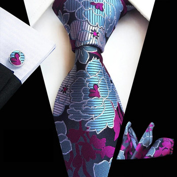 HUISHI 8cm 100% Μεταξωτό Σετ Ανδρική Γραβάτα Γραβάτα Floral Γραβάτες Μανικετόκουμπα Μαντήλι Πολυτελές επαγγελματικό επαγγελματικό κοστούμι αξεσουάρ Δώρα