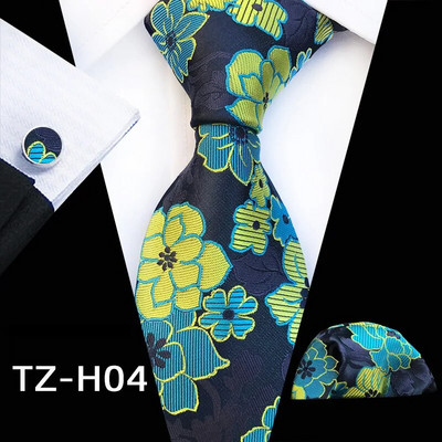 HUISHI 8 cm 100% svileni muški komplet kravata s cvjetnim kravatama Dugmad za manžete Rupčić Luksuzno poslovno vjenčano odijelo Dodaci Pokloni