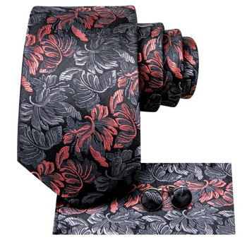 2023 Floral Μαύρη Κόκκινη Γραβάτα Μεταξένια Κομψή γραβάτα για άντρες Επωνυμία μόδας Wedding Party Handky μανικετόκουμπα Χονδρική Σχεδιαστής γραβάτας