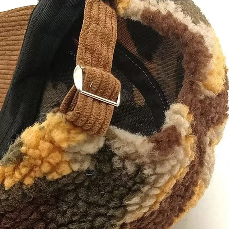 Kamuflažna bejzbol kapa od janjeće vune Muškarci Žene Zimska debela topla podesiva patchwork kapa Unisex kape za vanjske prilike otporne na vjetar Dad Kamiondžija