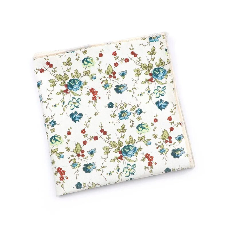 Krāsains ziedu kabatlakats 100% kokvilna Hankie 24cm sieviešu un vīriešu ikdienas ballītes kabatas kvadrātveida dāvana smokinga tauriņa kaklasaites aksesuārs