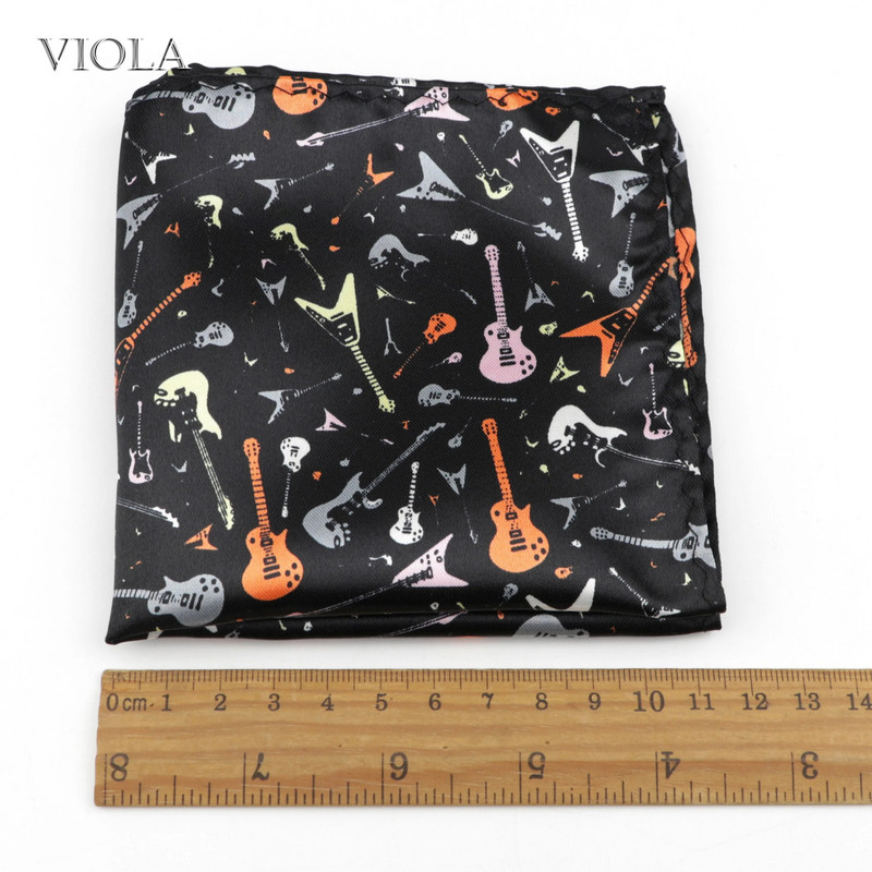 Glazbene note Gitara Smiješne maramice iz crtića 23 cm Poliesterski džepni kvadrat Poslovni smoking Kravata Muško odijelo Rupčić Poklon dodatak