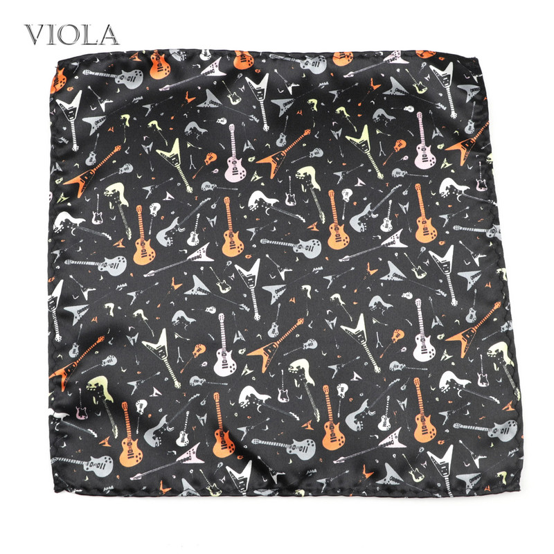 Glazbene note Gitara Smiješne maramice iz crtića 23 cm Poliesterski džepni kvadrat Poslovni smoking Kravata Muško odijelo Rupčić Poklon dodatak