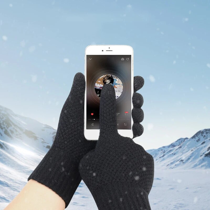 Rimiut Debele pletene muške zimske rukavice Imitacija kašmira Dvoslojne kauzalne rukavice za odrasle Muške rukavice od deblje vune od kašmira Jesen