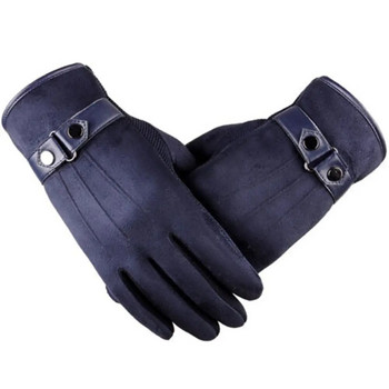 Кожени ръкавици Велурени ръкавици със сензорен екран Мъжки зимни удебелени термо ръкавици Ръкавици за шофиране Топли дебели ръкавици с поларена подплата