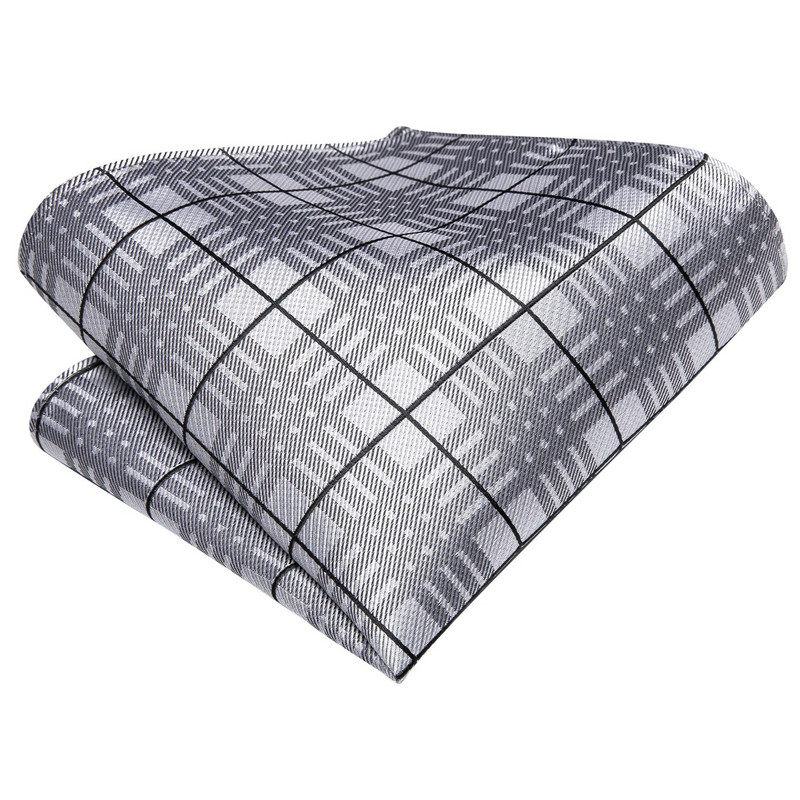 Hi-Tie Silver Solid Novelty Designer Silk Wedding Tie Gravata Gravata vyrams Hanky rankogalių segtukų rinkinys mados verslo vakarėlis Dropshipping