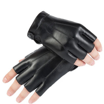 Ανδρικά Γυναικεία δερμάτινα γάντια PU Lovers Γάντια χωρίς δάχτυλα Μαύρα με μισό δάχτυλο εξωτερικού χώρου Tactical ανδρικά δερμάτινα γάντια οδήγησης