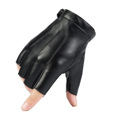 Muškarci Žene PU kožne rukavice za ljubitelje Rukavice bez prstiju Crne taktičke muške kožne vozačke rukavice s pola prsta