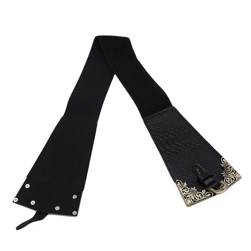 Novi ženski elastični pojas za široki pojas za žene, retro metalna kopča od umjetne kože, crveno smeđa