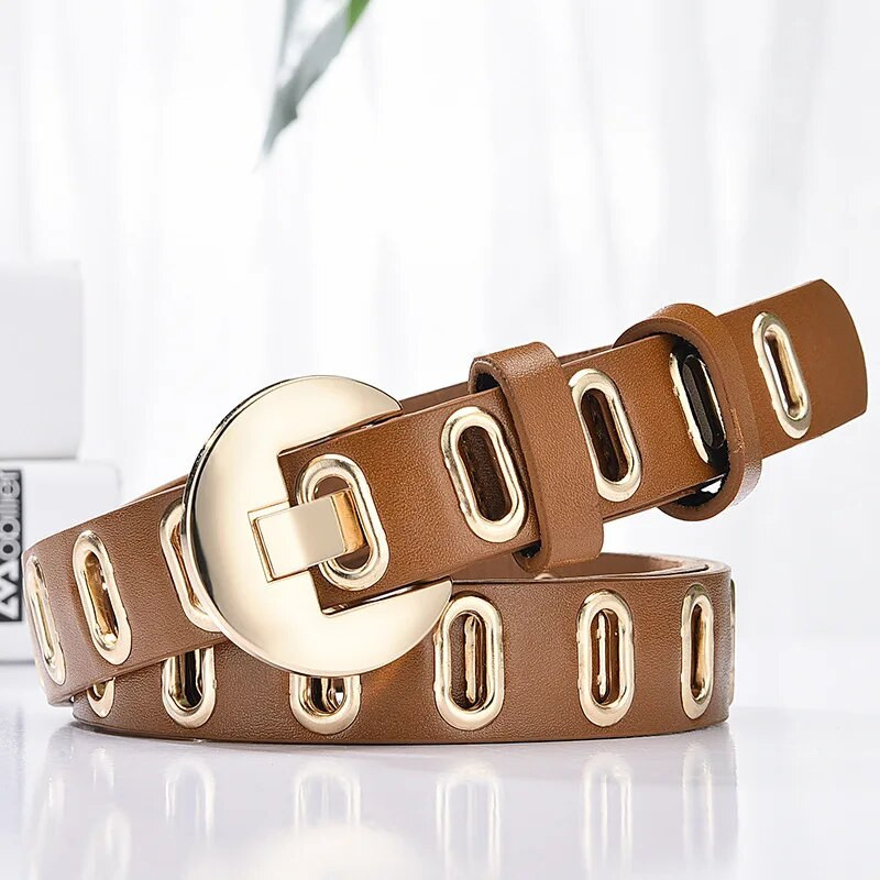 Novi grunge ženski remen s podesivim rupama Grunge punk remeni za žene Kopča od legure igla Kožni remen za hlače haljine